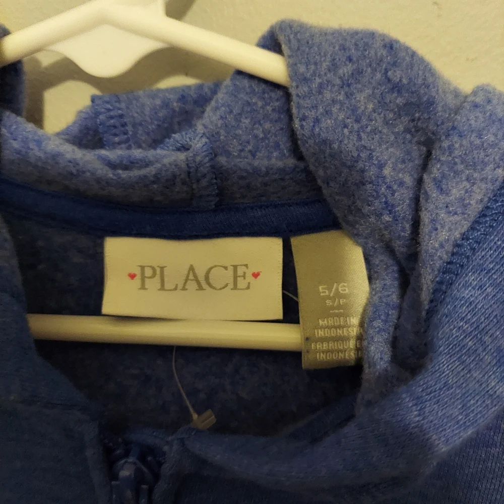 Children's Place Full Zip Hoodie Jacket Size 5/6 Blue Rainbow Girls